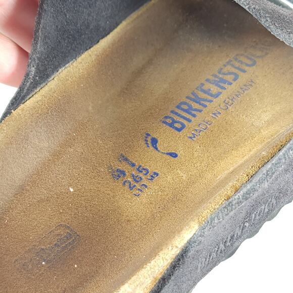 BIRKENSTOCK Arizona EU41 L10 M8 Suede Midnight Blue Soft Footbed Slide Sandals - Picture 11 of 16